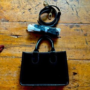 JCrew Vienna Lady bag black patent leather NEVER USED with bag and straps!